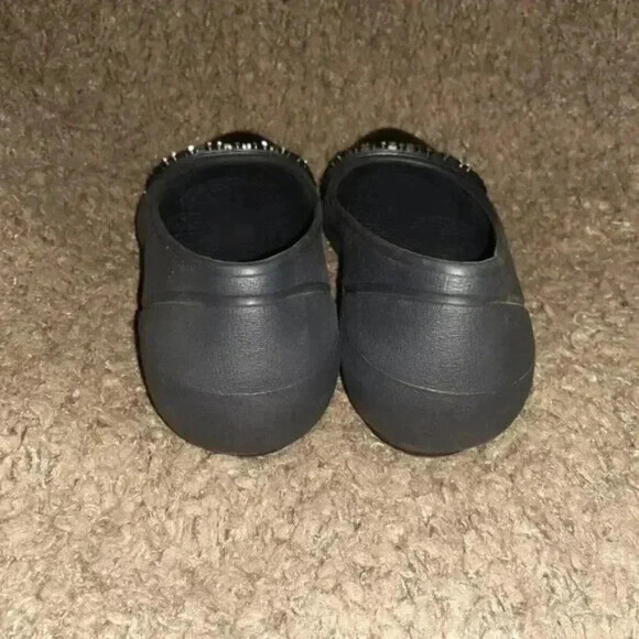 CROCS-Rhinestone-Black Slip On Cap Toe Ballet Flats-Size 6-Near Mint - Picture 5 of 7